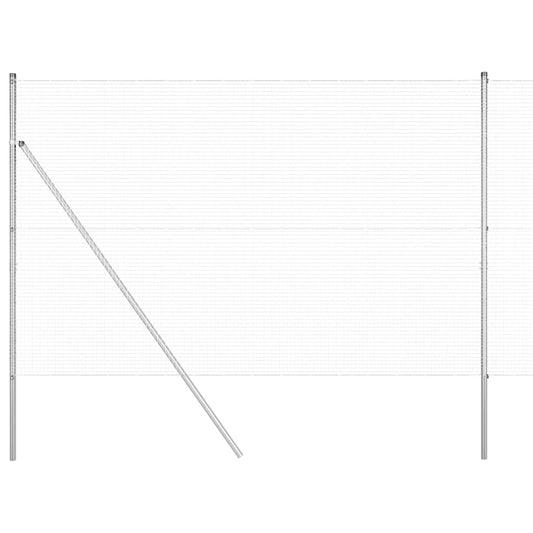 Zaun mit Pfosten Silber 1.5 x 25 m Stahl