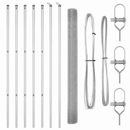 Zaun mit Pfosten Silber 1.5 x 25 m Stahl