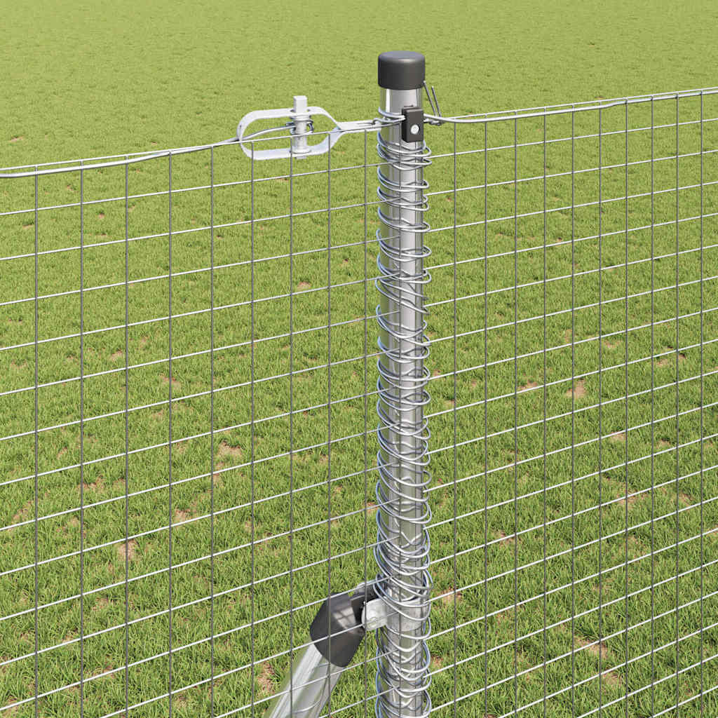 Zaun mit Pfosten Silber 1,5 x 25 m Stahl