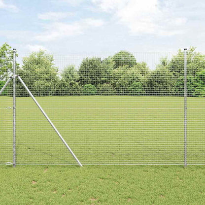 Zaun mit Pfosten Silber 1.5 x 25 m Stahl