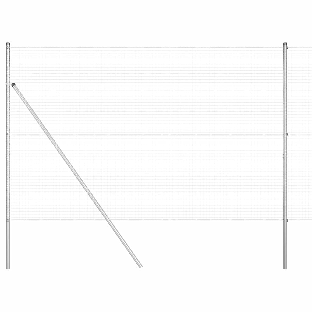 Zaun mit Pfosten Silber 1.5 x 25 m Stahl