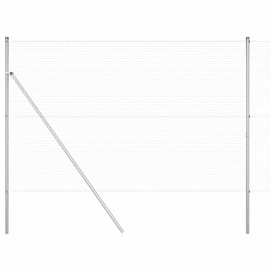 Zaun mit Pfosten Silber 1.5 x 25 m Stahl