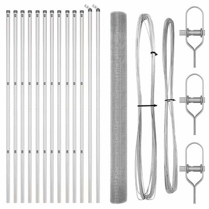 Zaun mit Pfosten Silber 1.5 x 25 m Stahl