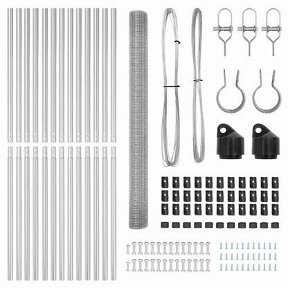 Zaun mit Pfosten Silber 1.5 x 25 m Stahl