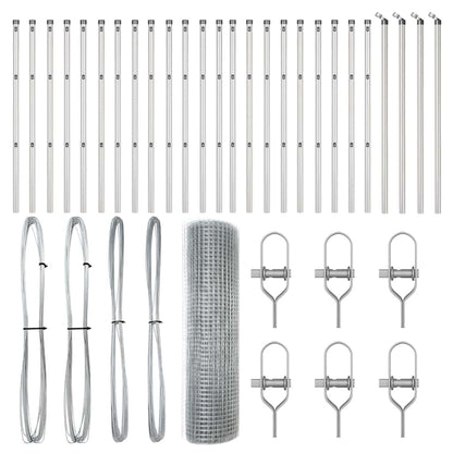 Zaun mit Pfosten Silber 0.4 x 50 m Stahl