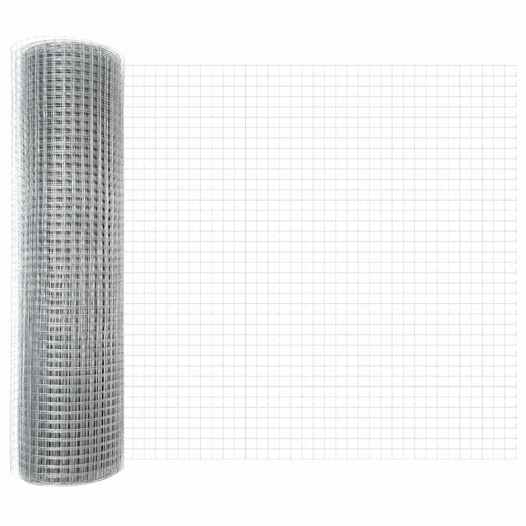 Zaun mit Pfosten Silber 0.4 x 50 m Stahl