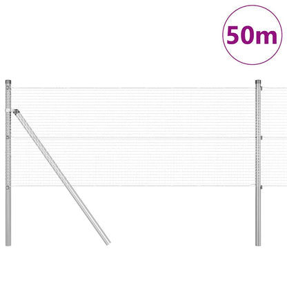 Zaun mit Pfosten Silber 0,6 x 50 m Stahl