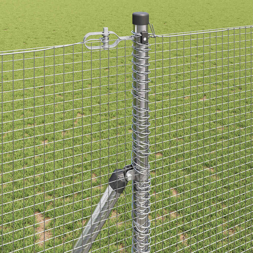 Zaun mit Pfosten Silber 1 x 50 m Stahl
