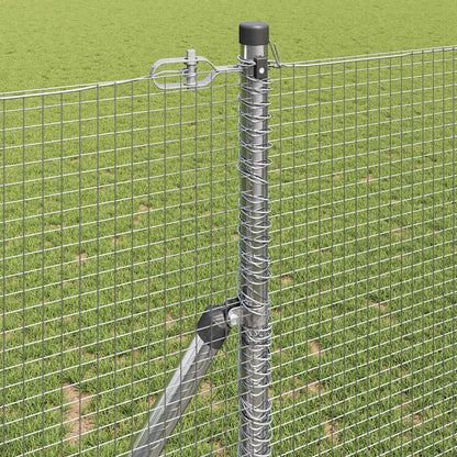 Zaun mit Pfosten Silber 1 x 50 m Stahl