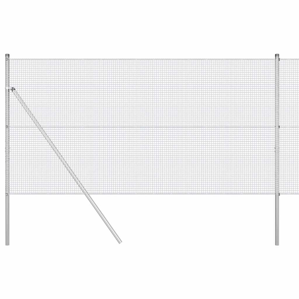 Zaun mit Pfosten Silber 1 x 50 m Stahl