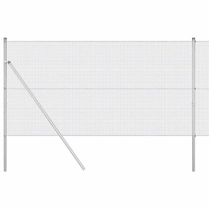 Zaun mit Pfosten Silber 1 x 50 m Stahl