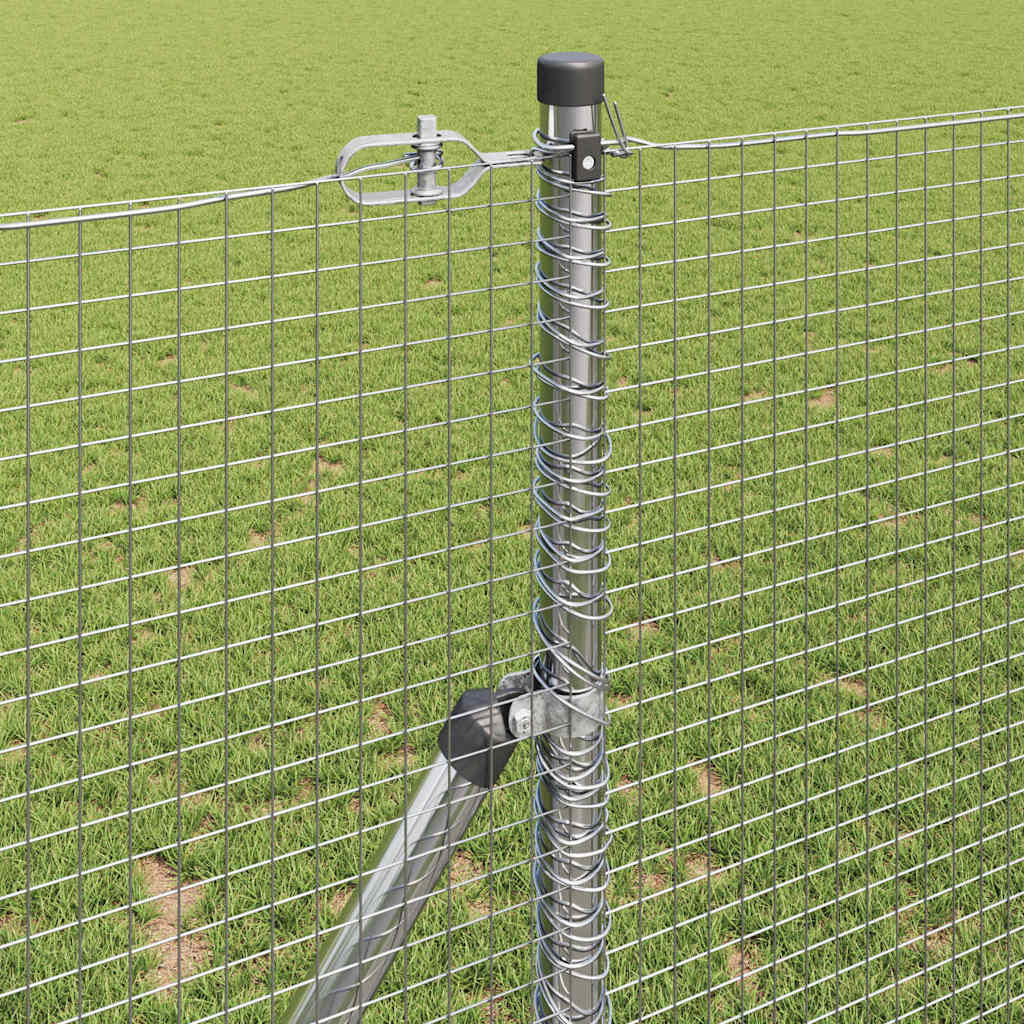 Zaun mit Pfosten Silber 1,2 x 50 m Stahl