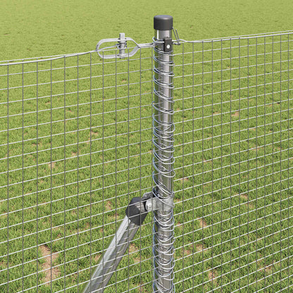 Zaun mit Pfosten Silber 1,2 x 50 m Stahl