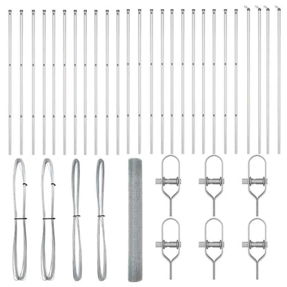 Zaun mit Pfosten Silber 1.2 x 50 m Stahl