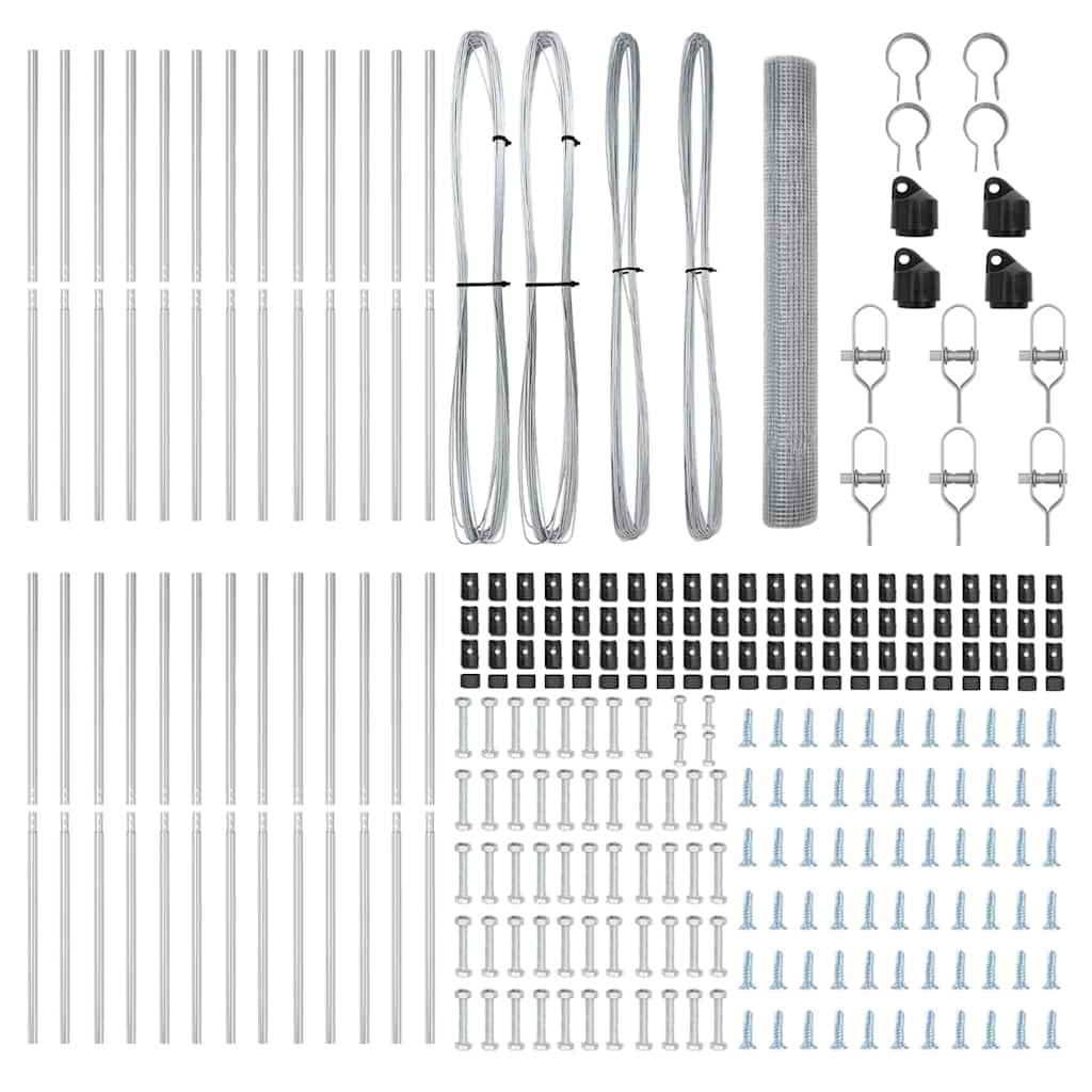 Zaun mit Pfosten Silber 1,2 x 50 m Stahl