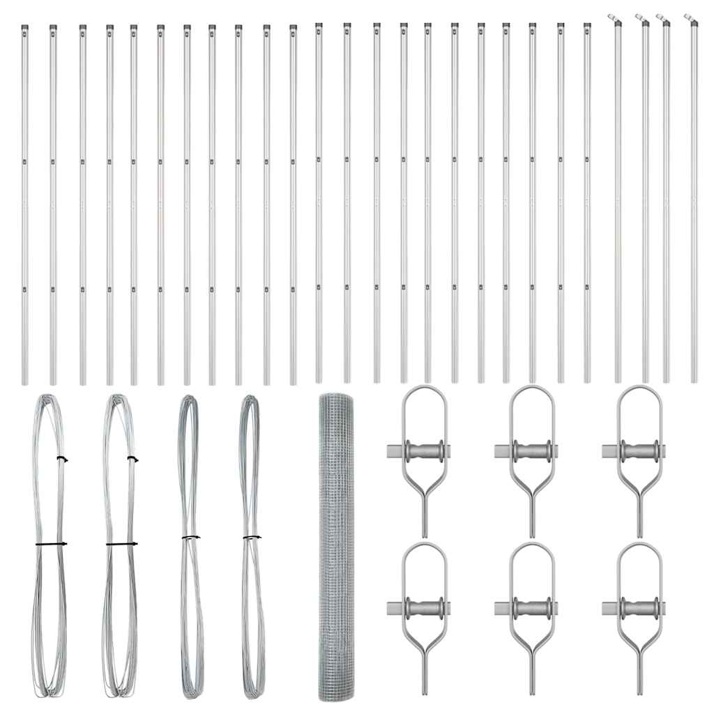 Zaun mit Pfosten Silber 1.4 x 50 m Stahl