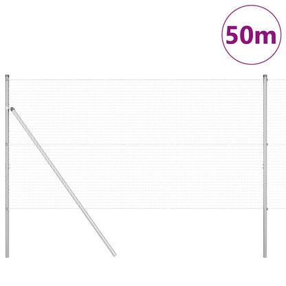 Zaun mit Pfosten Silber 1.4 x 50 m Stahl