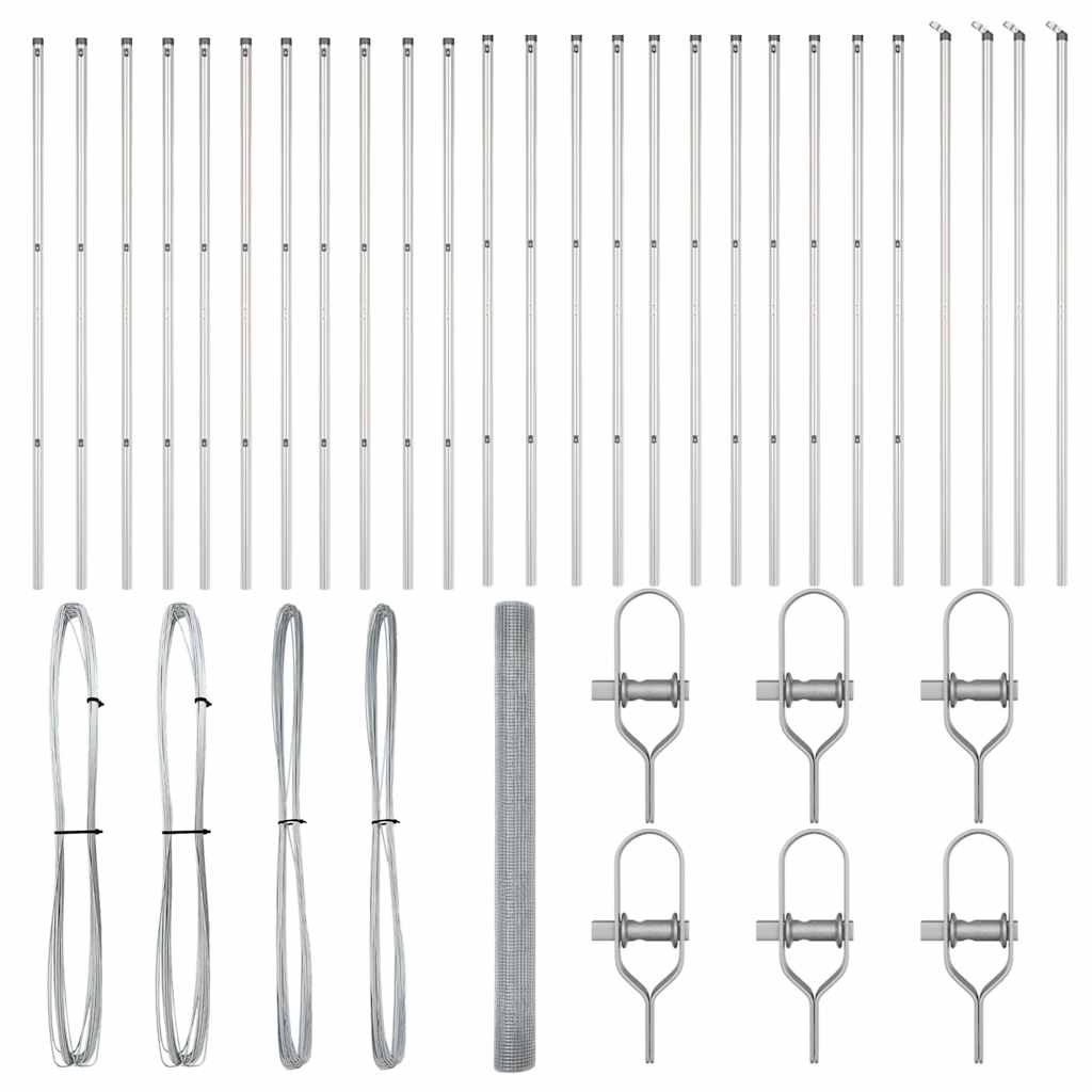 Zaun mit Pfosten Silber 1.6 x 50 m Stahl