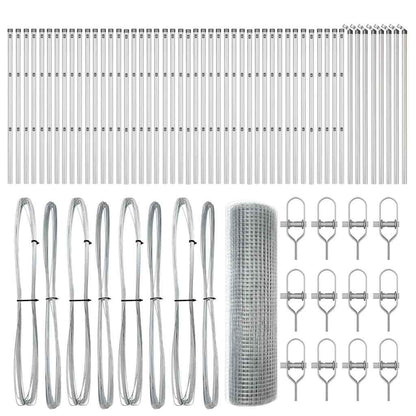 Zaun mit Pfosten Silber 0,5 x 100 m Stahl
