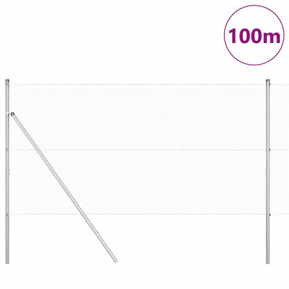 Zaun mit Pfosten Silber 1 x 100 m Stahl