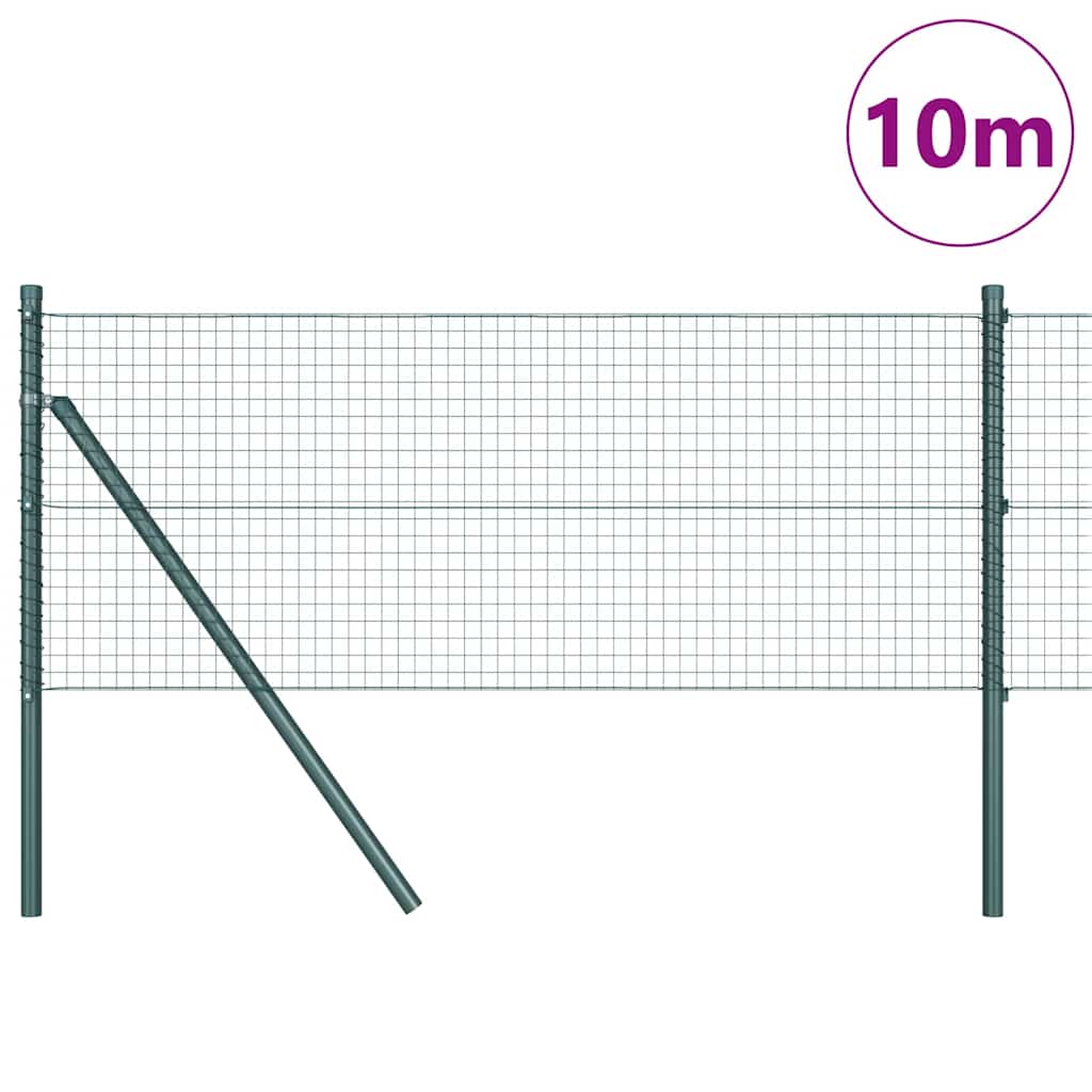 Zaun mit Pfosten Grün 0,4 x 10 m Stahl
