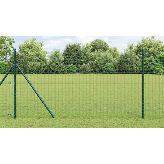Zaun mit Pfosten Grün 1 x 10 m Stahl