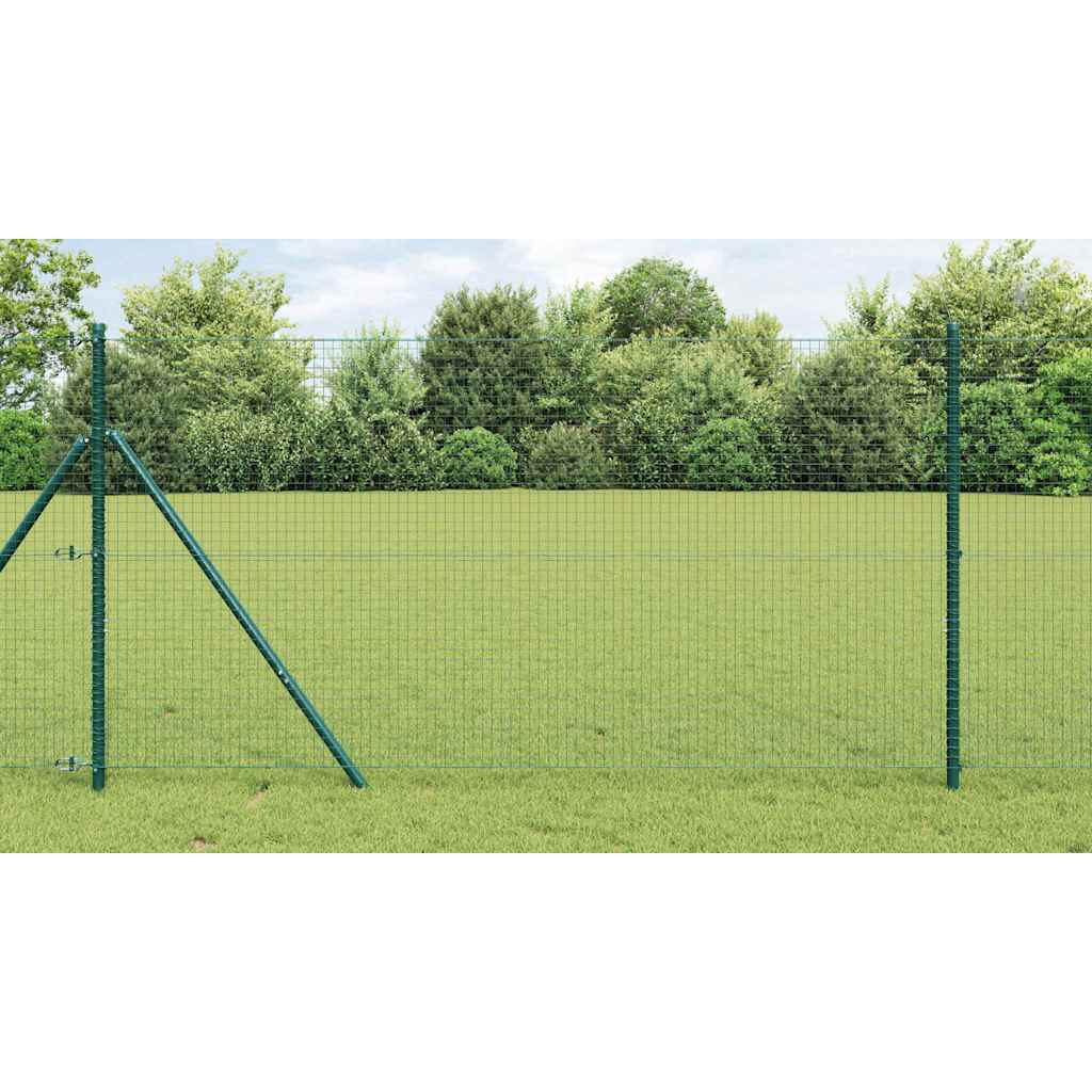 Zaun mit Pfosten Grün 1 x 10 m Stahl