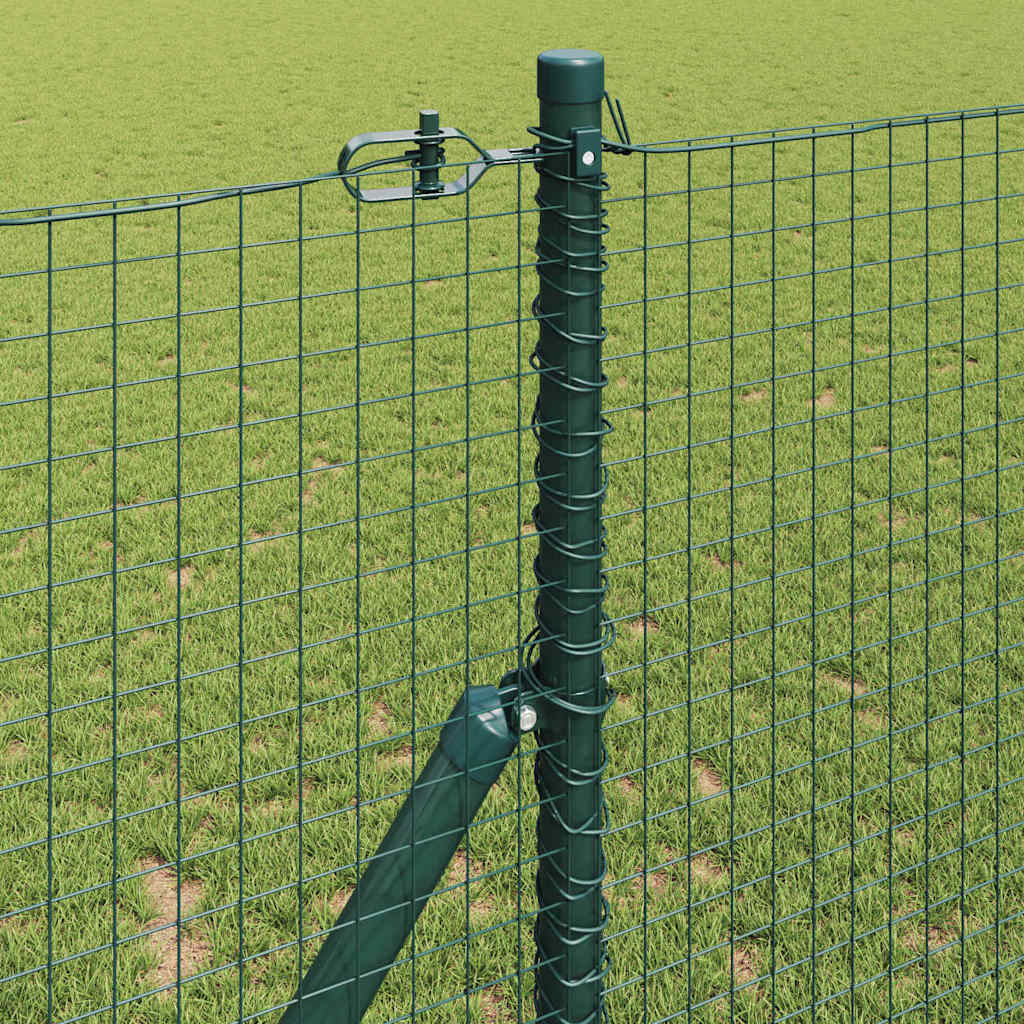 Zaun mit Pfosten Grün 1 x 10 m Stahl