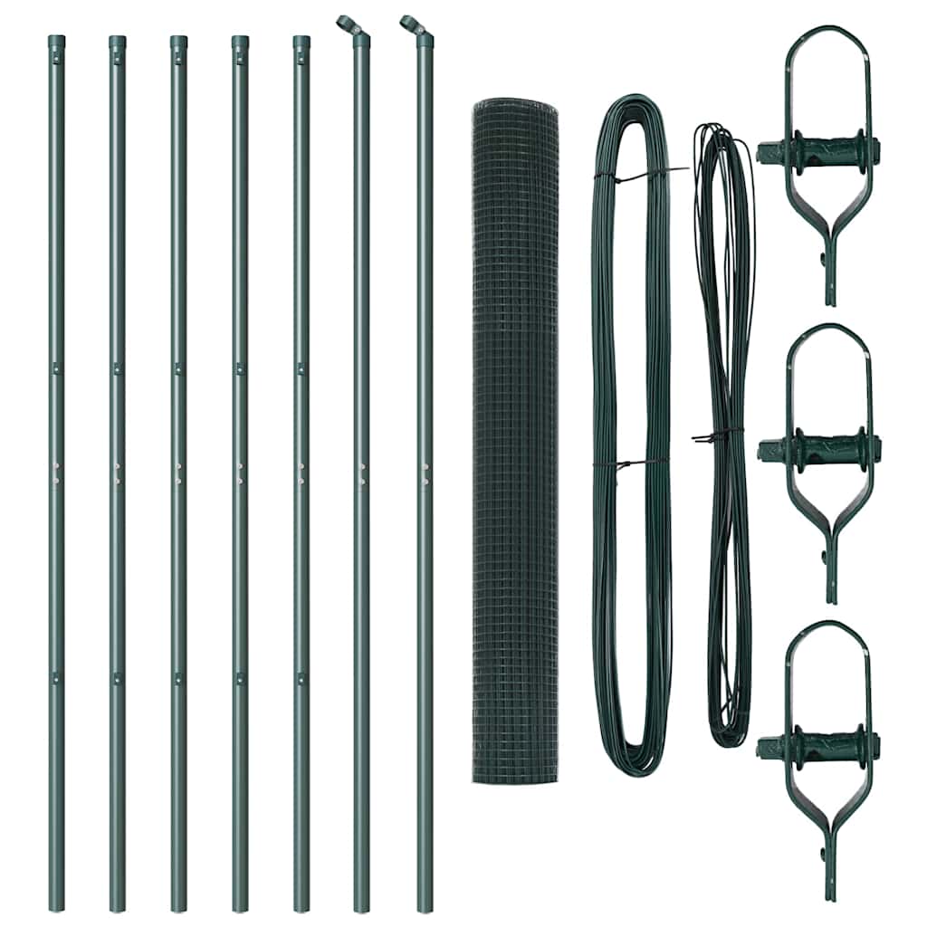 Zaun mit Pfosten Grün 1 x 10 m Stahl