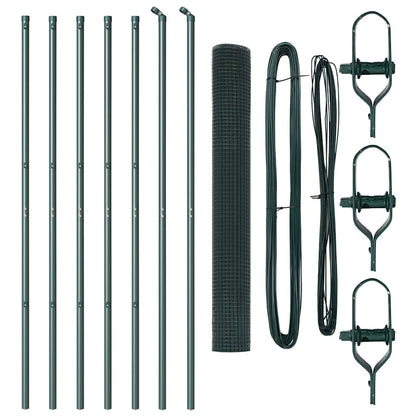 Zaun mit Pfosten Grün 1 x 10 m Stahl