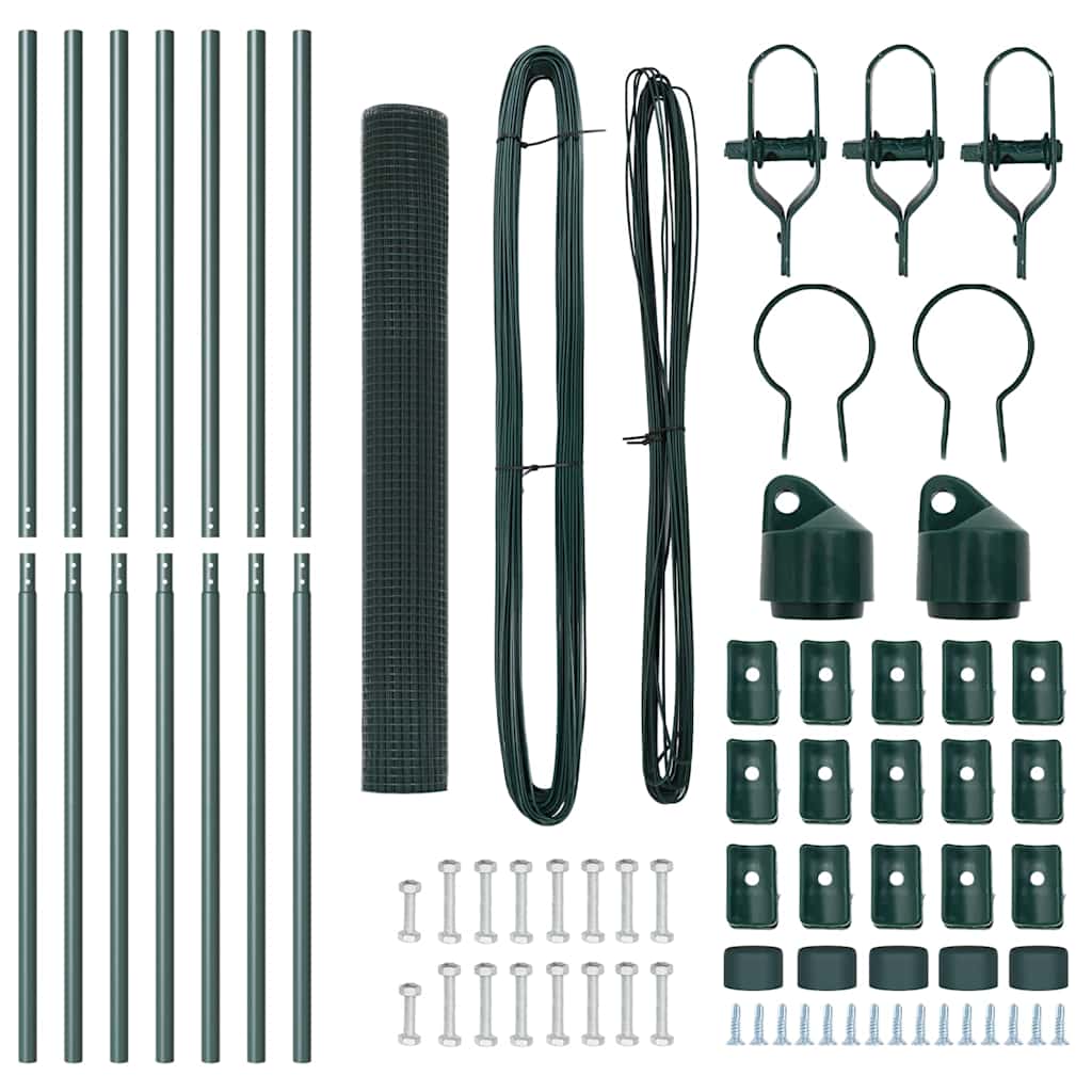 Zaun mit Pfosten Grün 1 x 10 m Stahl