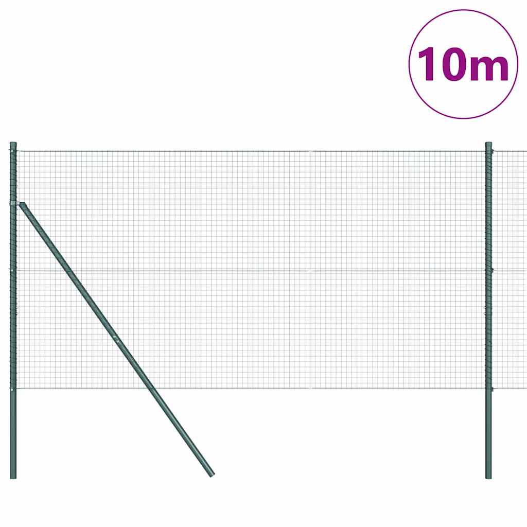 Zaun mit Pfosten Grün 1 x 10 m Stahl