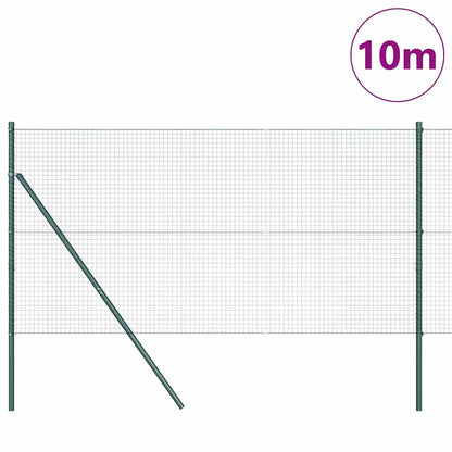 Zaun mit Pfosten Grün 1 x 10 m Stahl