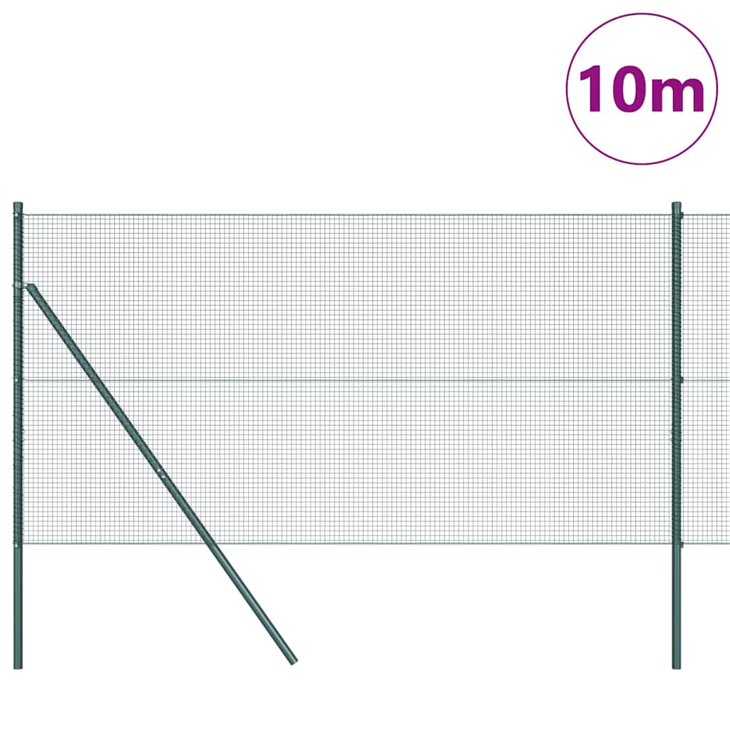 Zaun mit Pfosten Grün 1,2 x 10 m Stahl