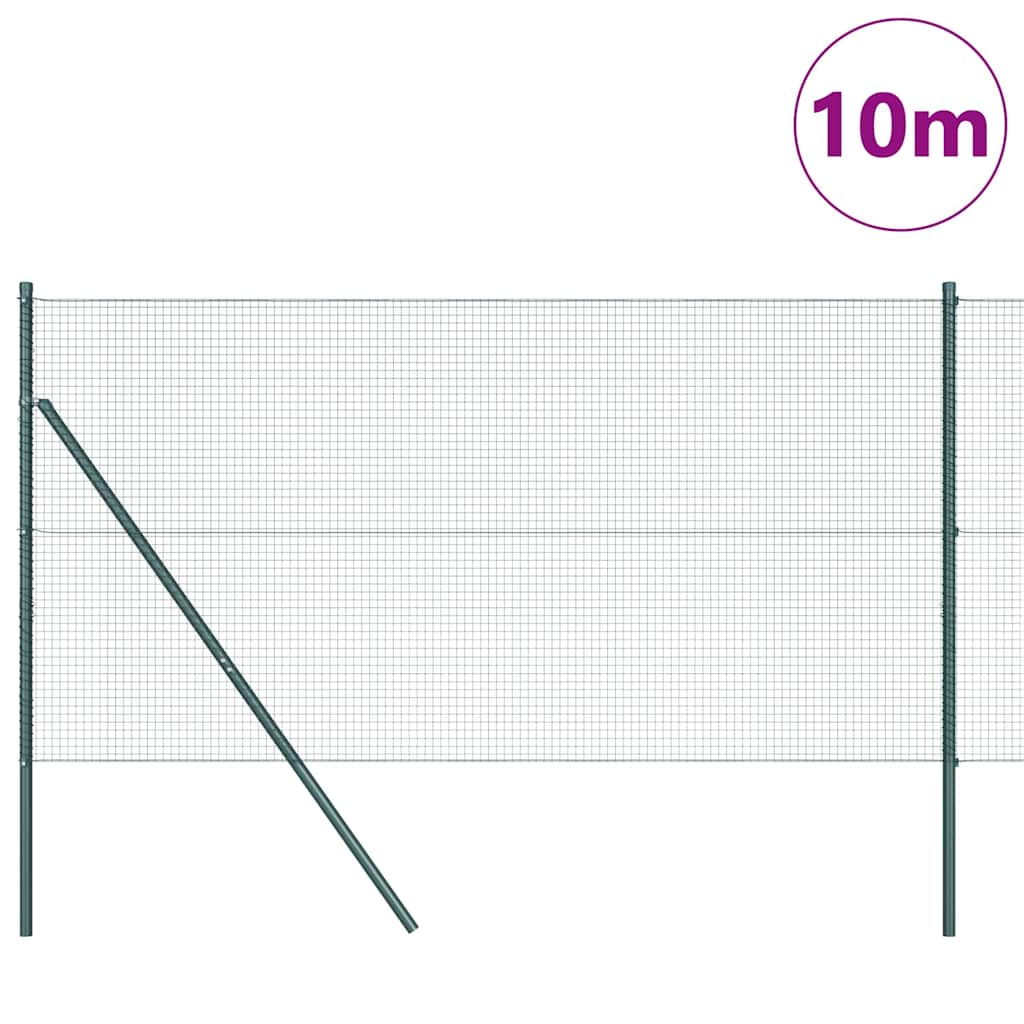 Zaun mit Pfosten Grün 1,2 x 10 m Stahl