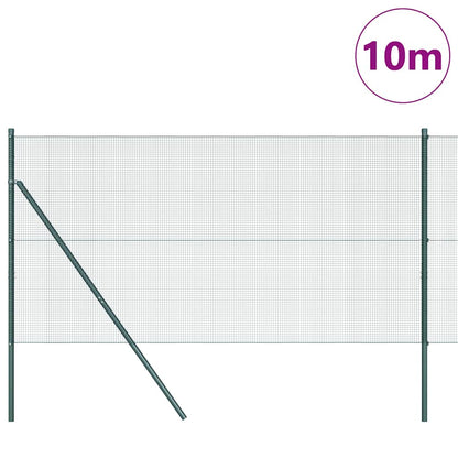 Zaun mit Pfosten Grün 1,4 x 10 m Stahl