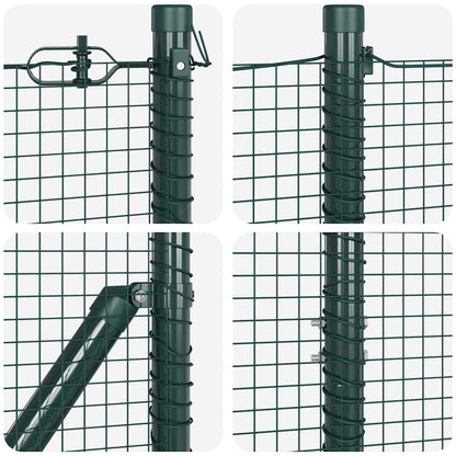 Zaun mit Pfosten Grün 1,5 x 10 m Stahl