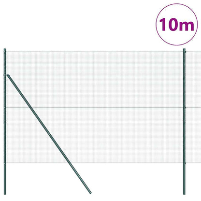 Zaun mit Pfosten Grün 1,5 x 10 m Stahl