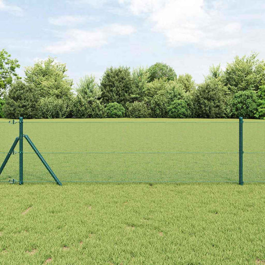 Zaun mit Pfosten Grün 0,5 x 25 m Stahl