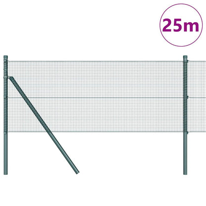 Zaun mit Pfosten Grün 0,5 x 25 m Stahl