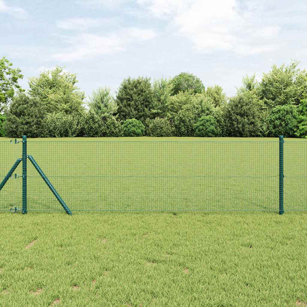Zaun mit Pfosten Grün 0,5 x 25 m Stahl