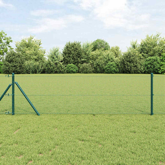 Zaun mit Pfosten Grün 0,5 x 25 m Stahl