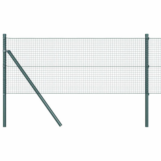 Zaun mit Pfosten Grün 0,5 x 25 m Stahl