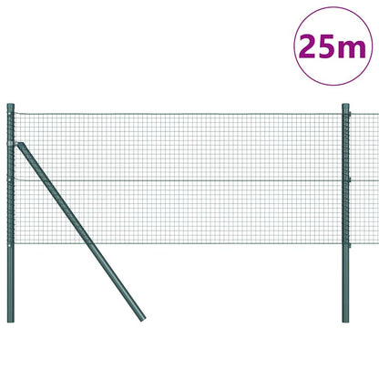 Zaun mit Pfosten Grün 0,5 x 25 m Stahl