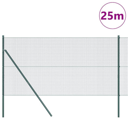 Zaun mit Pfosten Grün 1 x 25 m Stahl