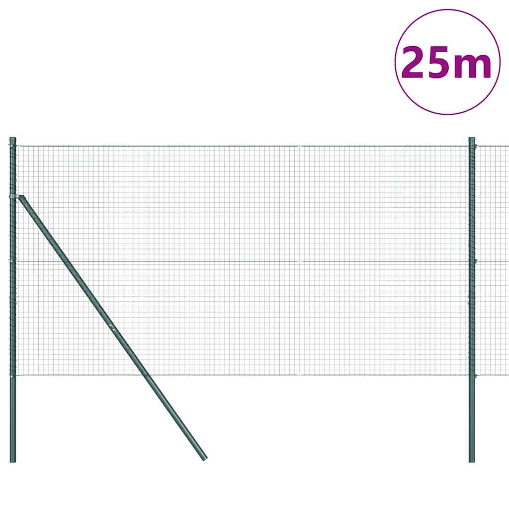Zaun mit Pfosten Grün 1 x 25 m Stahl