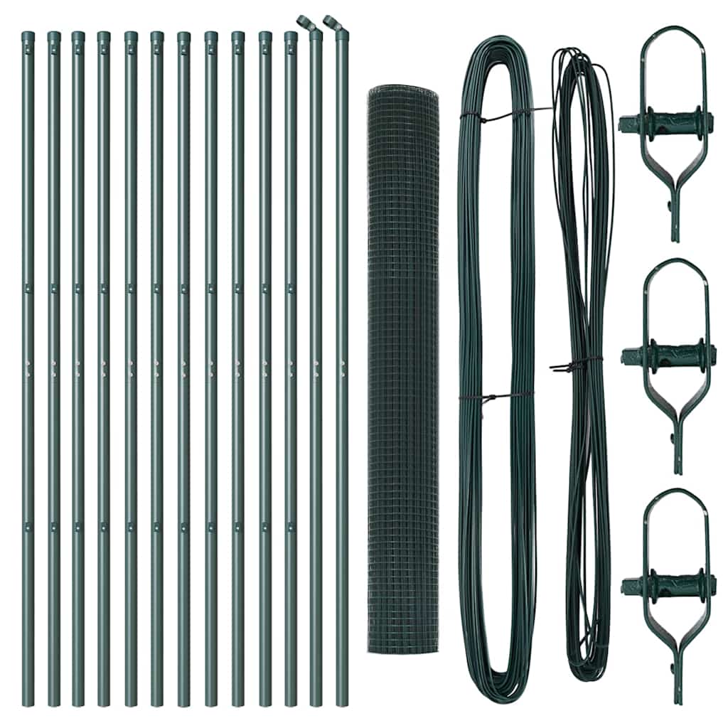 Zaun mit Pfosten Grün 1,2 x 25 m Stahl
