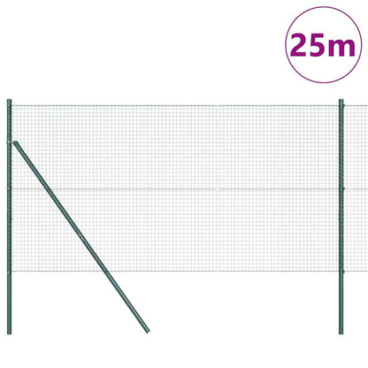 Zaun mit Pfosten Grün 1,2 x 25 m Stahl