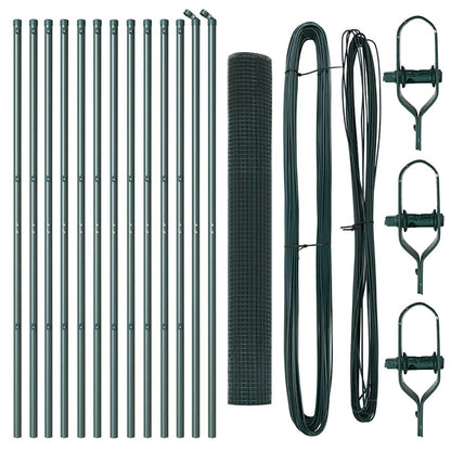 Zaun mit Pfosten Grün 1,4 x 25 m Stahl