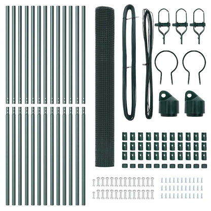 Zaun mit Pfosten Grün 1,5 x 25 m Stahl